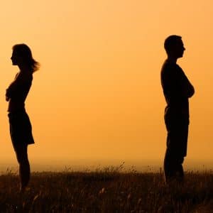 couple looking at opposite directions
