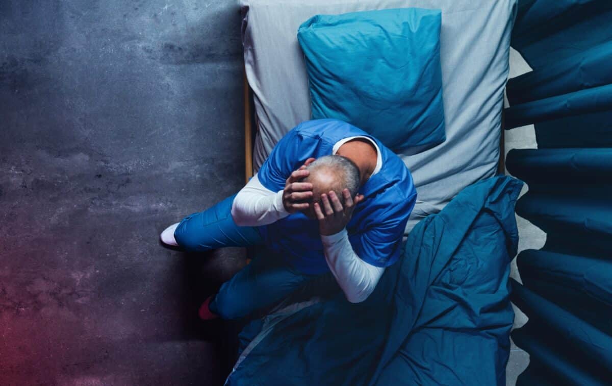 image of a tired healthcare professional at work, concept of burnout